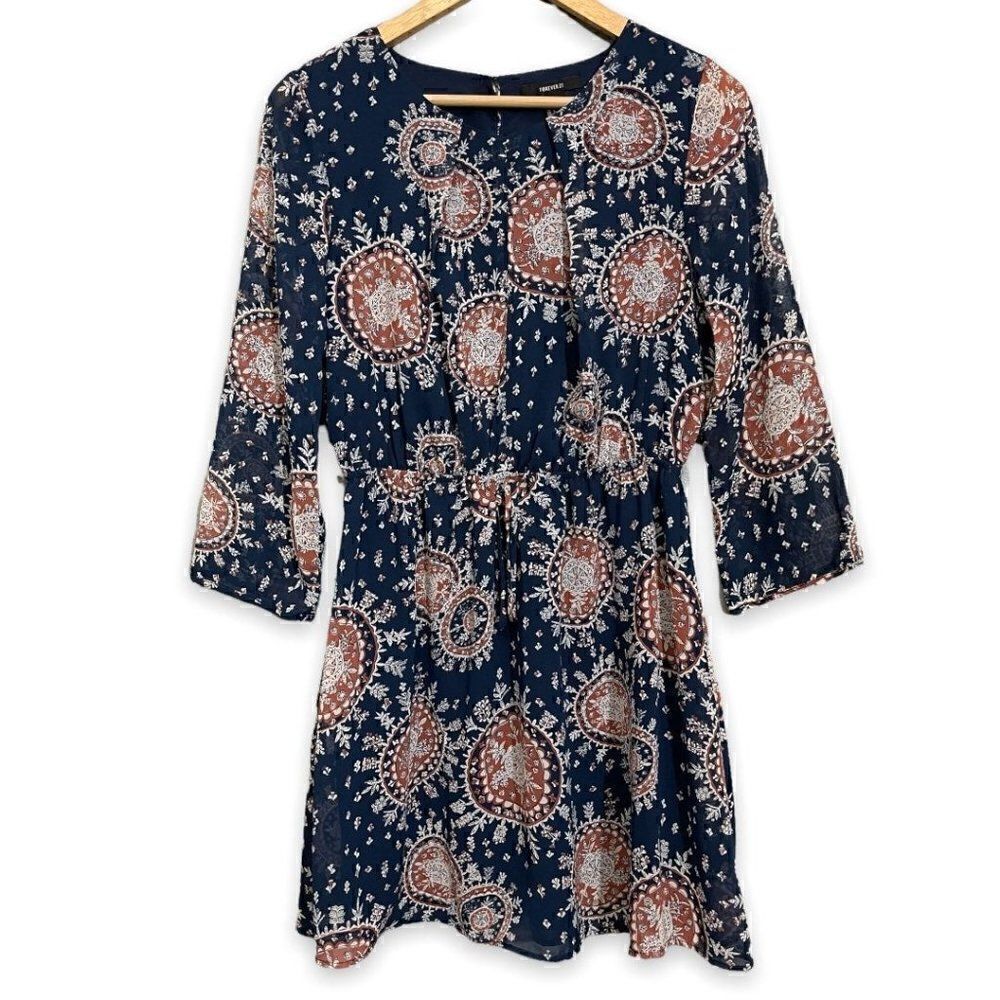 Forever 21 Blue 3/4 Sleeves Dress